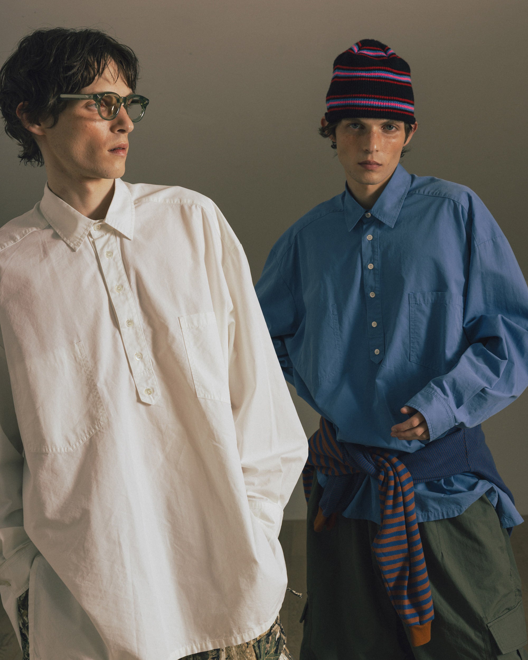 Anglan Pullover Side-Slit Shirt - White