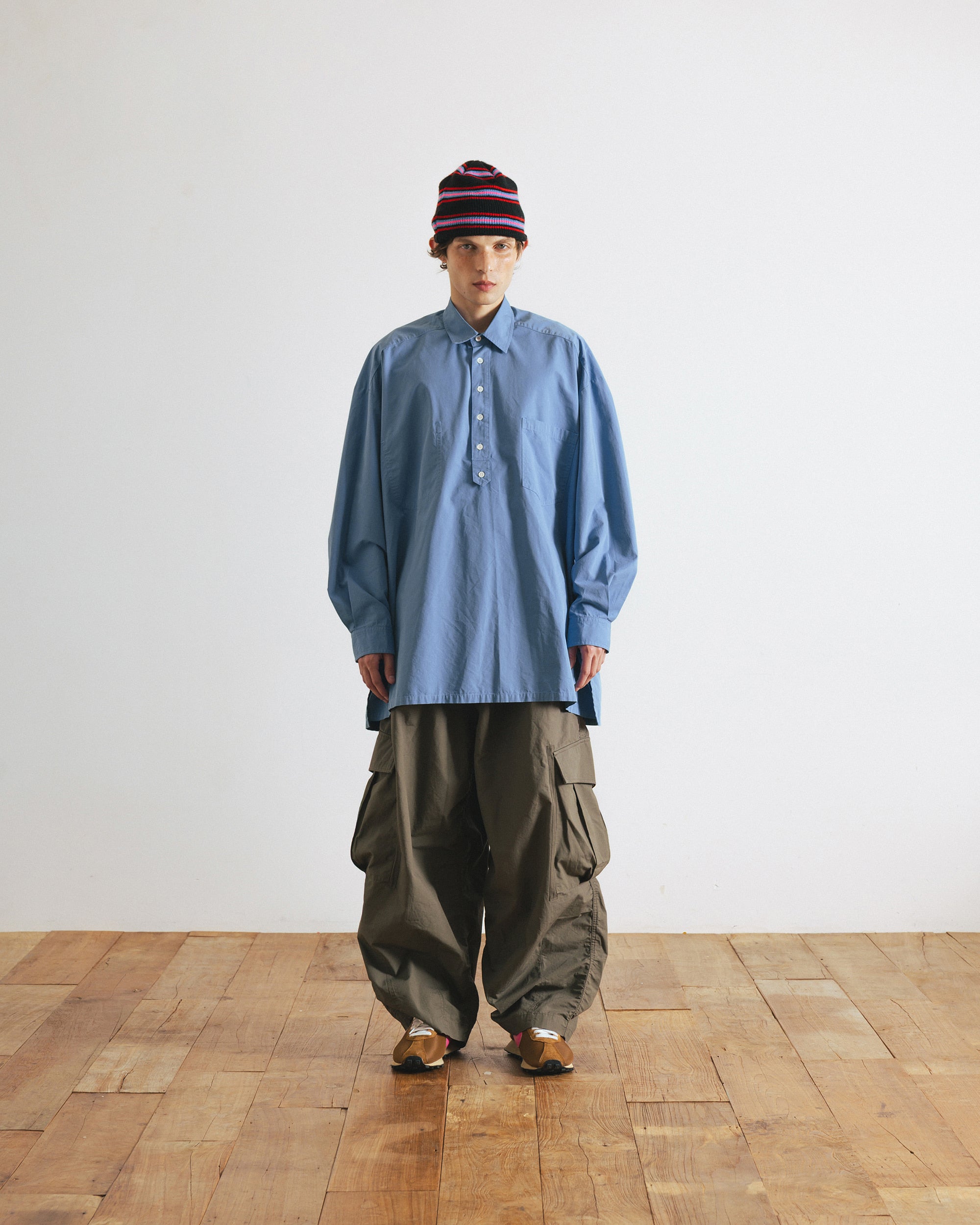 Anglan Pullover Side-Slit Shirt - Blue