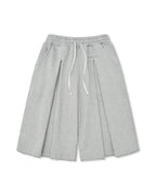 ANGLAN Valley Tuck Half Pants - Melange grey