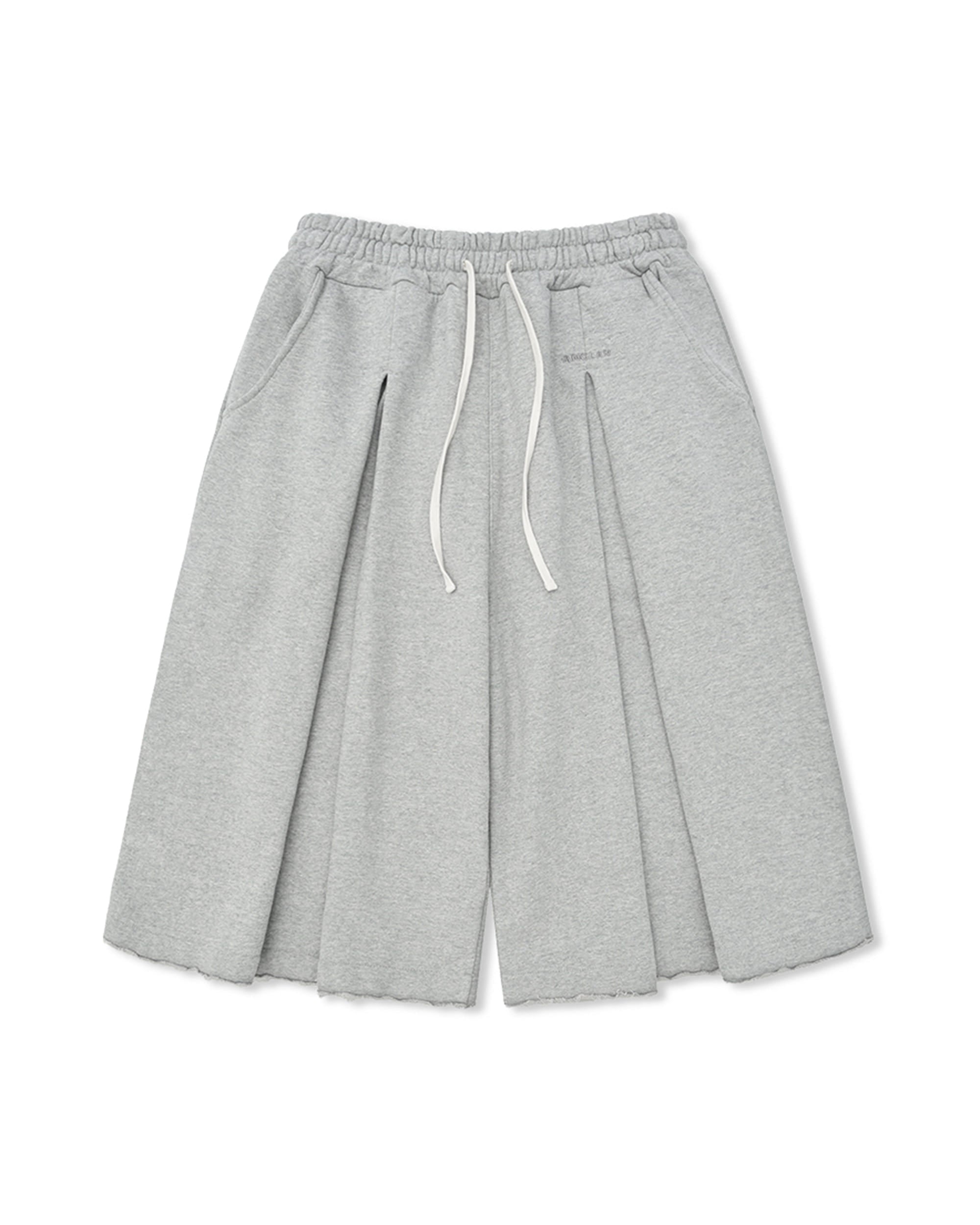 ANGLAN Valley Tuck Half Pants - Melange grey