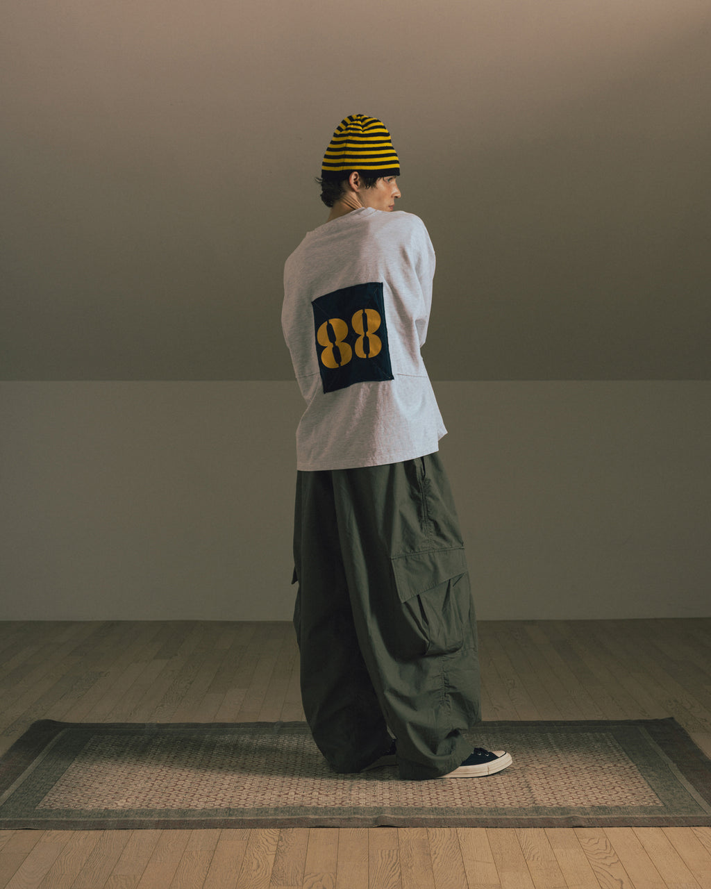 Anglan Ripstop Cargo Shirring Balloon Pants - Khaki
