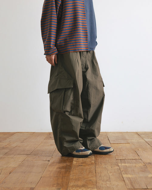 Anglan Ripstop Cargo Shirring Balloon Pants - Khaki